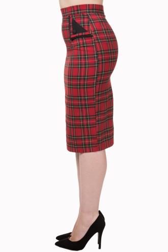 Banned Tori Vintage Leopard Print, Black or Red Pencil Skirt 