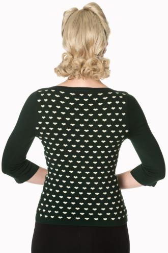 Banned Charming Heart Knit Top - Black, Burgundy or Green