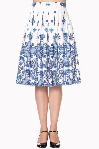 Banned Follow You Vintage Retro Skirt - White or Blue