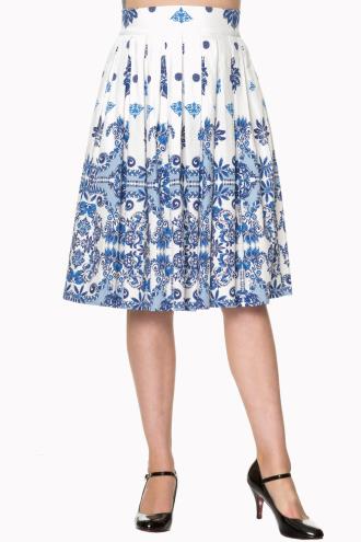 Banned Follow You Vintage Retro Skirt - White or Blue