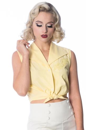 Banned Floral Days Plus Size Tie Shirt - Yellow or Blue