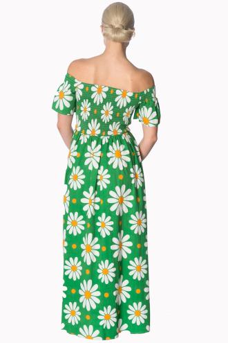 Banned Crazy Daisy Smock Plus Size Dress - Green or Coral