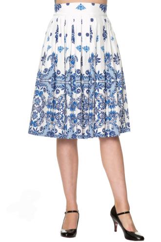 Banned Follow You Vintage Retro Skirt - White or Blue