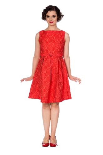 Dancing Days Retro Florida Jacquard Dress - Red or Cream