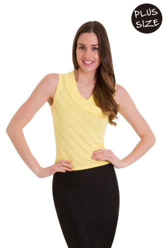 Banned It's A Wrap Pointelle Knit Plus Size Top - White, Yellow, Blue or Pink