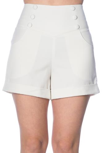 Banned Cute As A Button Shorts - White, Pink, Navy or Baby Blue