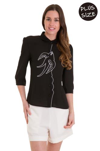 Banned Free As A Bird Plus Size Blouse - White, Black or Navy