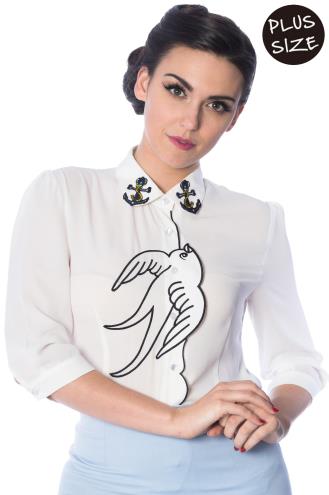 Banned Free As A Bird Plus Size Blouse - White, Black or Navy