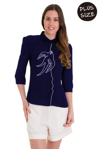 Banned Free As A Bird Plus Size Blouse - White, Black or Navy