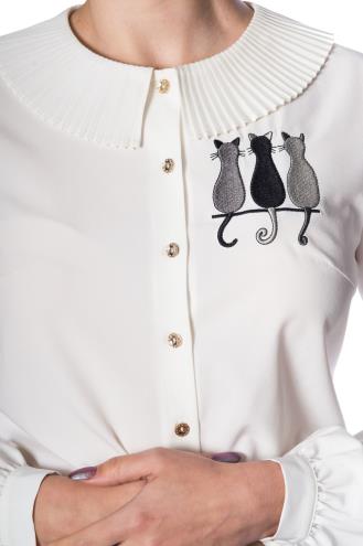 Banned Creative Cat Pleat Collar Top