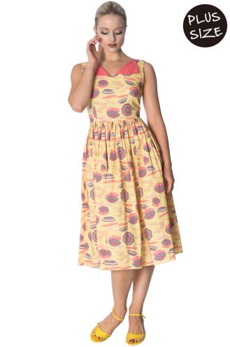 Banned Parasol All Over Retro Contrast Plus Size Dress