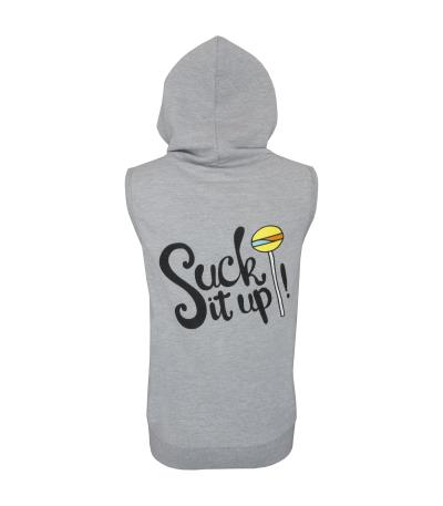 Sweet80 Suck It Up Sleeveless Zip Hoodie - Heather Grey