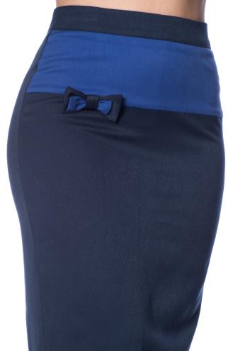 Dancing Days Colour Block Plus Size Vintage Pencil Skirt - Black or Blue