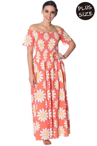 Banned Crazy Daisy Smock Plus Size Dress - Green or Coral