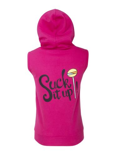 Sweet80 Suck It Up Sleeveless Zip Hoodie - Pink