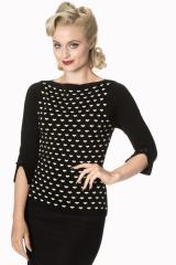 Banned Charming Heart Knit Top - Black, Burgundy or Green