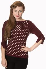 Banned Charming Heart Knit Top - Black, Burgundy or Green