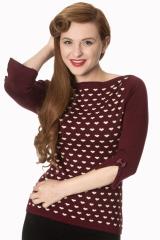 Banned Charming Heart Knit Top - Black, Burgundy or Green