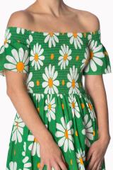 Banned Crazy Daisy Smock Plus Size Dress - Green or Coral