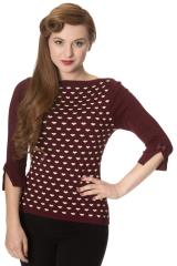 Banned Charming Heart Knit Top - Black, Burgundy or Green