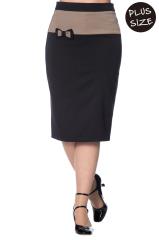 Banned Colour Block Plus Size Vintage Pencil Skirt - Black or Blue