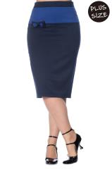 Dancing Days Colour Block Plus Size Vintage Pencil Skirt - Black or Blue