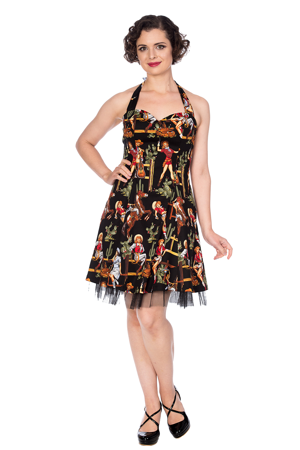 Dancing Days Retro Vintage Cowgirl Halter Flare Dress